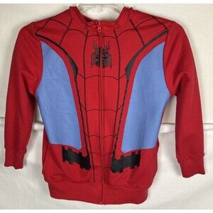 Marvel Spiderman Hooded Sweatshirt Youth Large Front Zipper Pockets